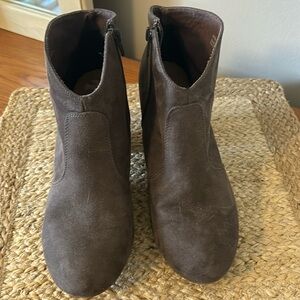 Gray suede ankle boots
